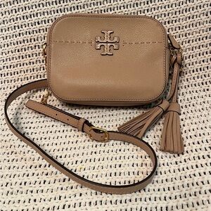 Tory Burch Beige Crossbody Bag with Tassels